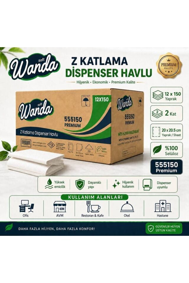 WANDA SOFT Z KATLAMA DİSPENSER HAVLU 150'Lİ