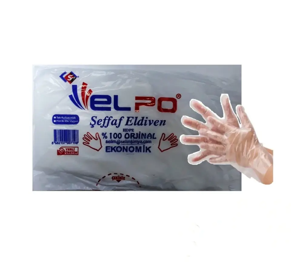 Elpo Tek Kullanımlık 60 Gr Şeffaf Eldiven 100 adet